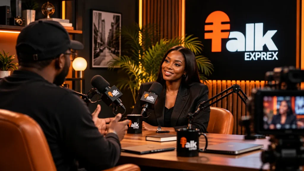 Guest in conversation at the TalkExprex studio
